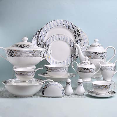 GLANCE Premium dinner set of 60 PC Bone china Blue England desig