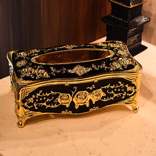 LUXURY TISSUE BOX WITH GOLD PLATING